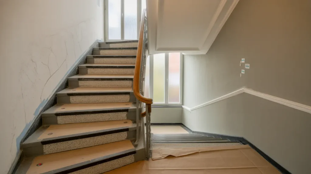 trapphusrenovering m lning som h jer v rdet fr n trist till tryggt i brf och villa